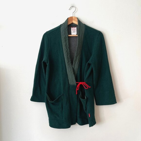 Topo Designs Wool Blend Global Wrap Sweater Green Women's Size Small - Picture 1 of 10